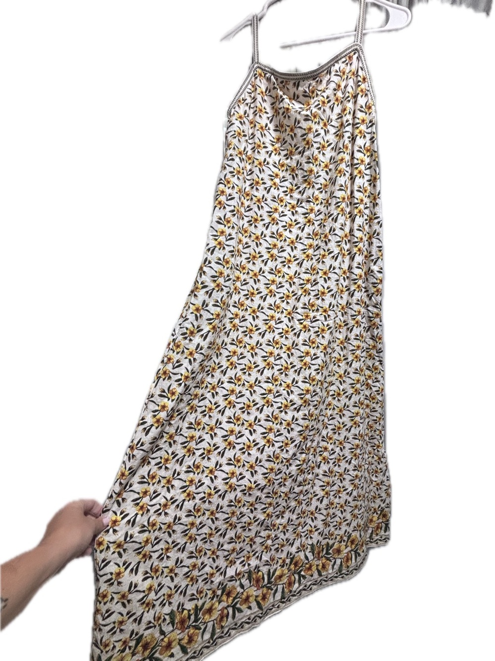 Max Studio White Maxi Slip Dress with Yellow Floral Print
